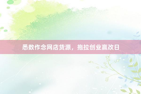 悉数作念网店货源，拖拉创业赢改日