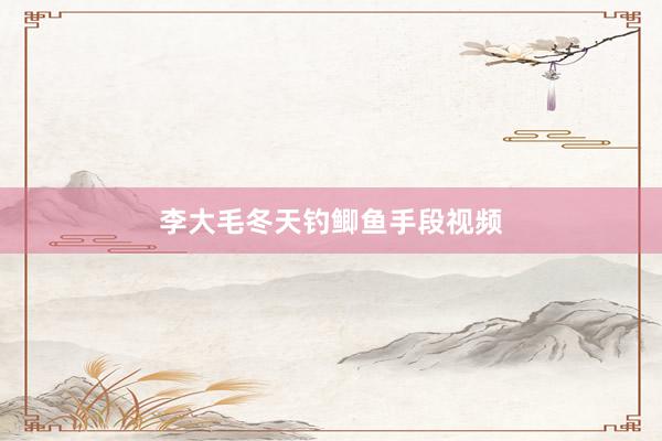 李大毛冬天钓鲫鱼手段视频